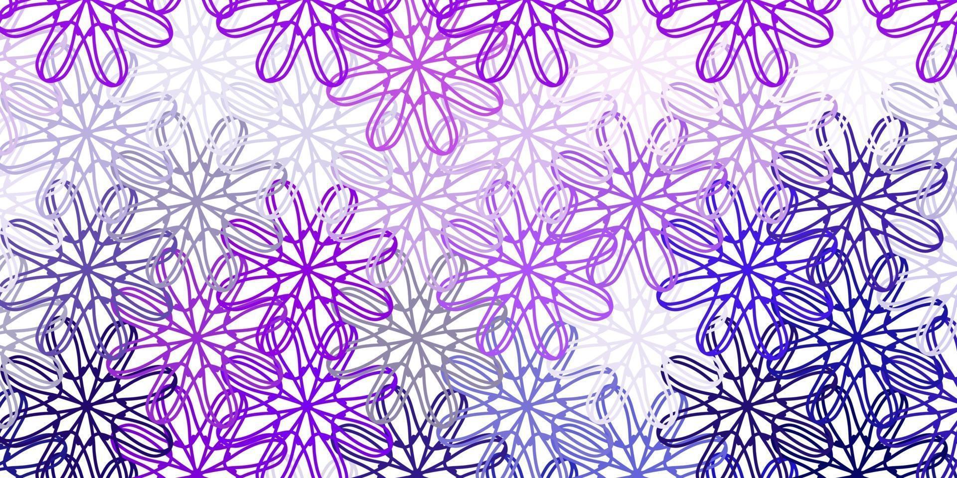 texture de doodle vecteur violet clair, rose avec des fleurs.