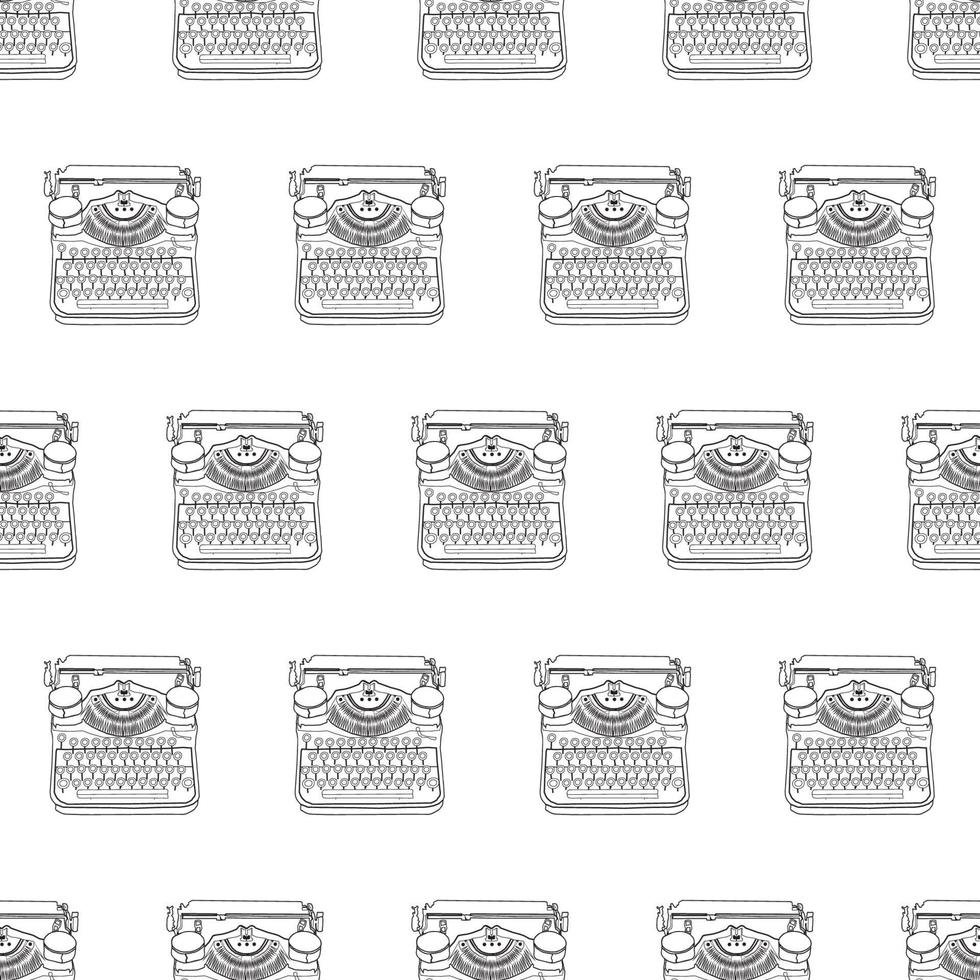 modèle sans couture avec des illustrations vectorielles de machines à écrire vintage vecteur