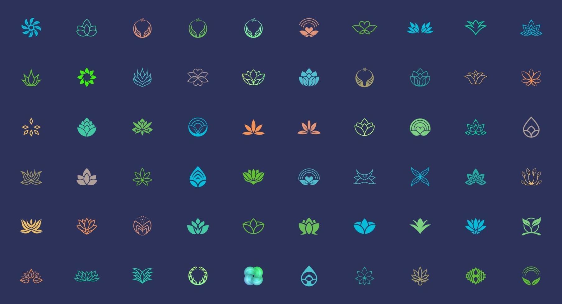 ensemble de modèles de conception de logo de plantes et de fleurs vecteur