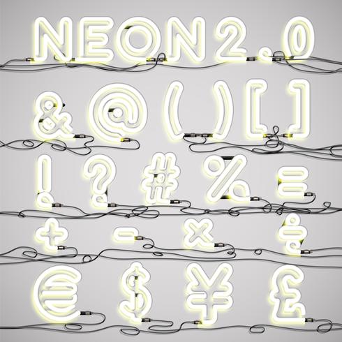 Alphabet néon réaliste avec des fils, illustration vectorielle vecteur