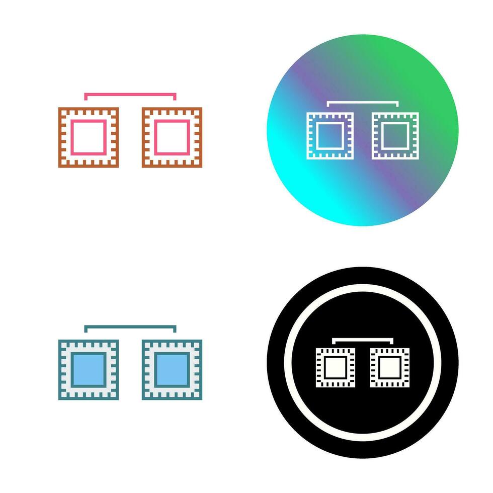 icône de vecteur connecté de processeurs uniques