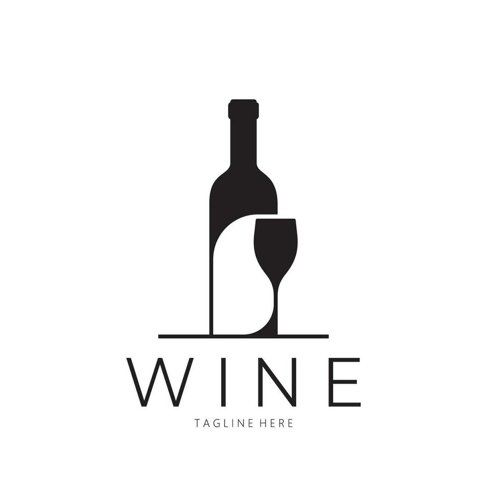 du vin logo avec du vin des lunettes et bouteilles.pour nuit clubs, bars, cafés et du vin magasins. vecteur