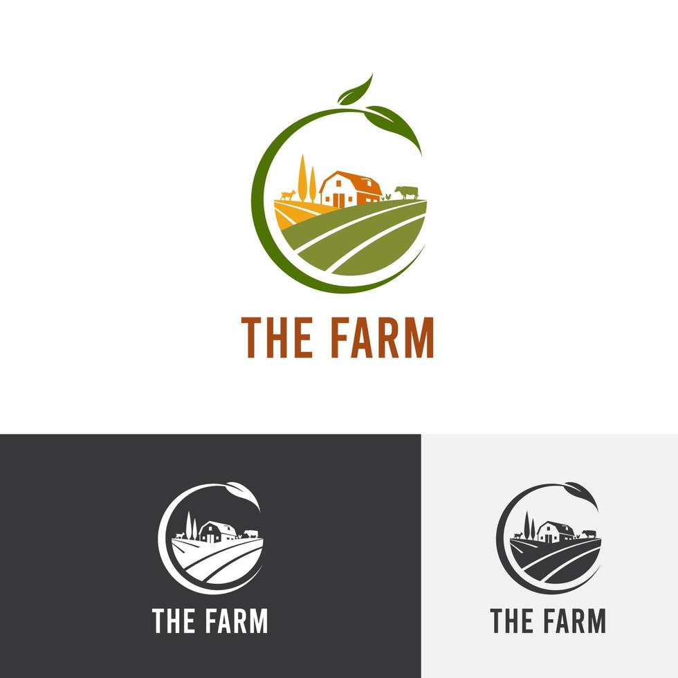 modèle de logo vectoriel maison de ferme