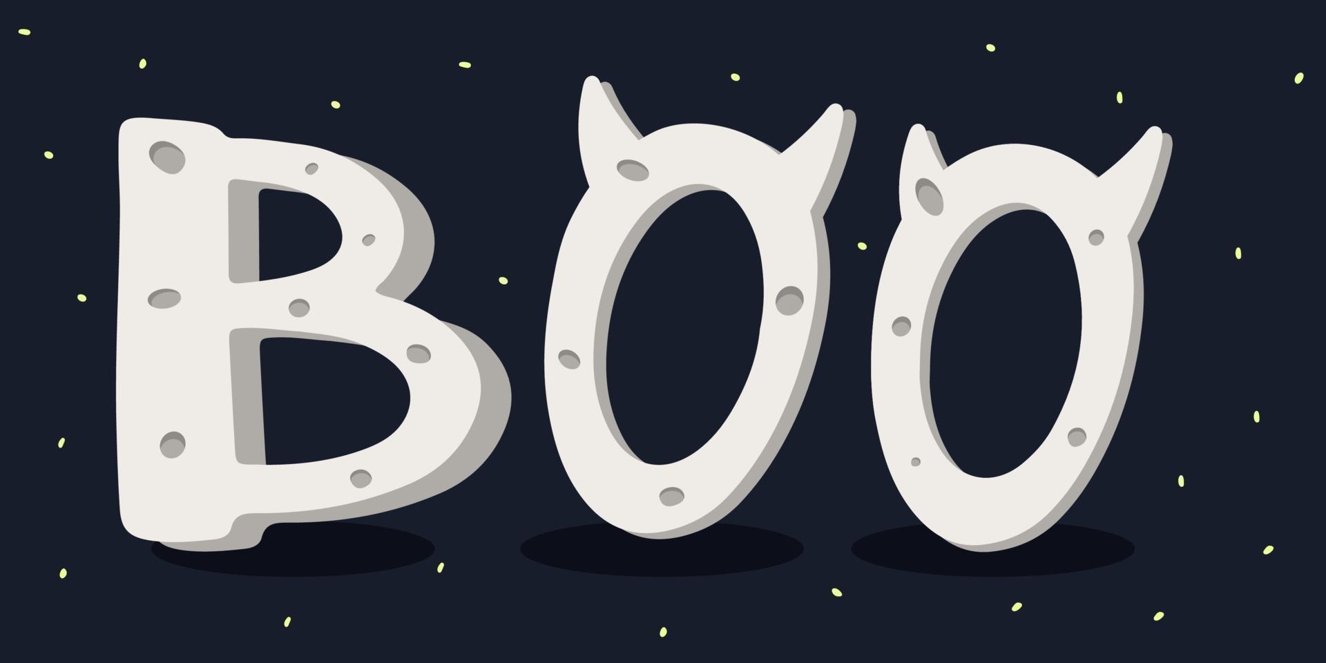lettrage boo. concept d'halloween. baner. illustration vectorielle vecteur