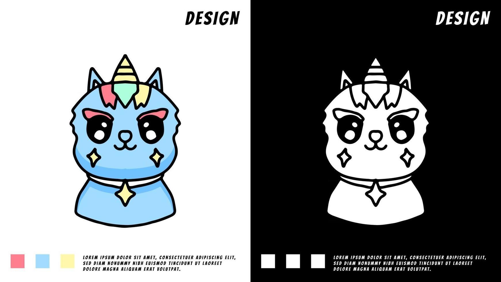 personnage de licorne chat mignon, illustration pour t-shirt vecteur