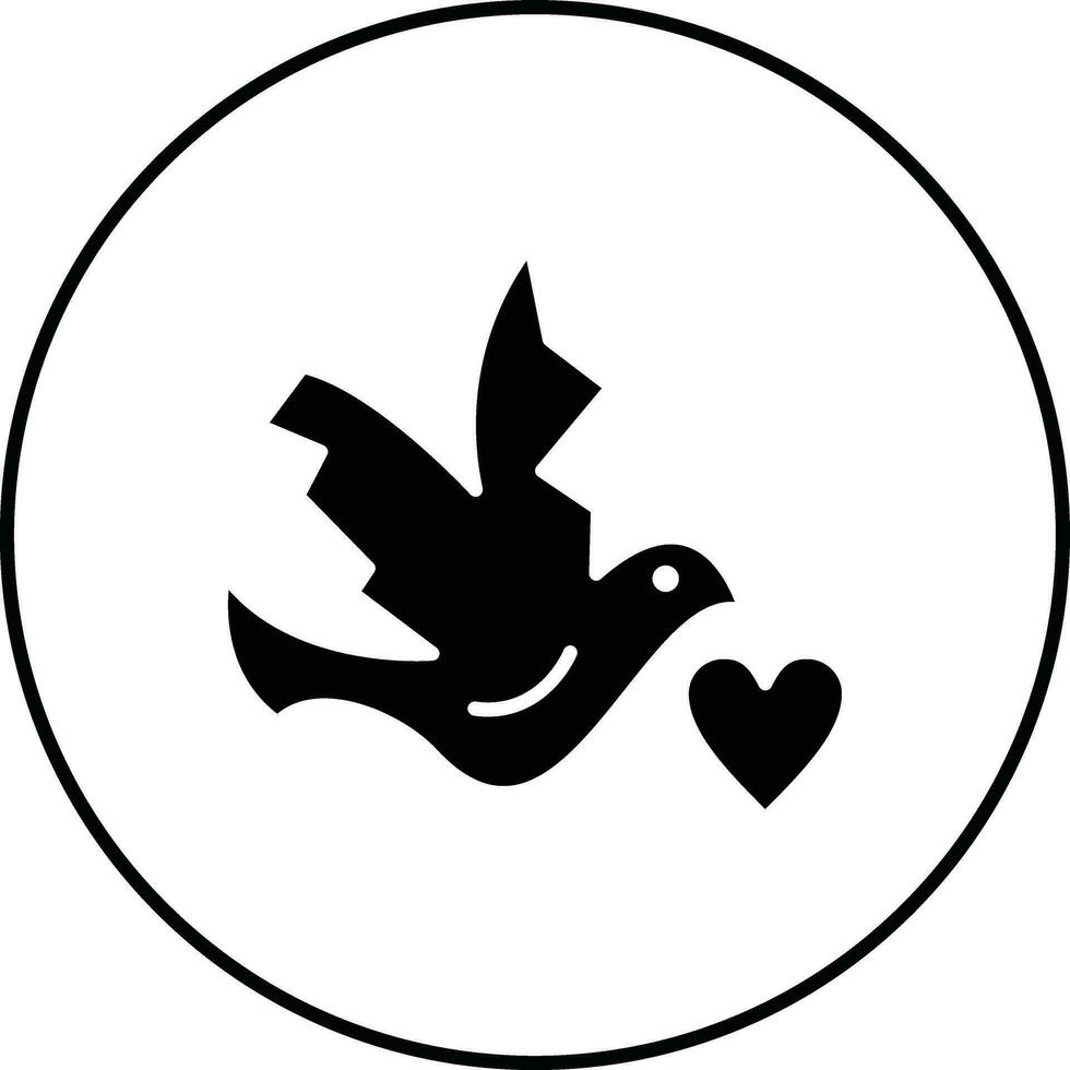 colombe avec icône vecteur coeur