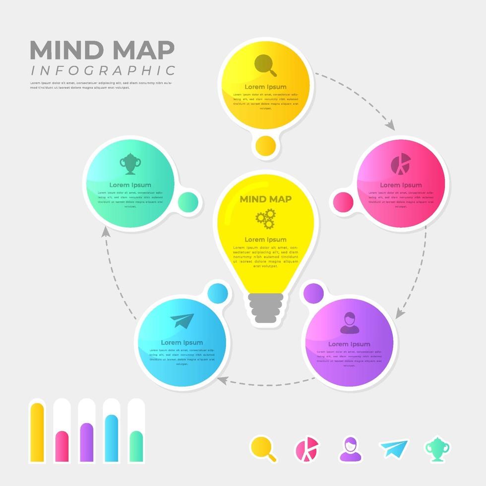 modèle d'infographie de carte mentale colorée vecteur