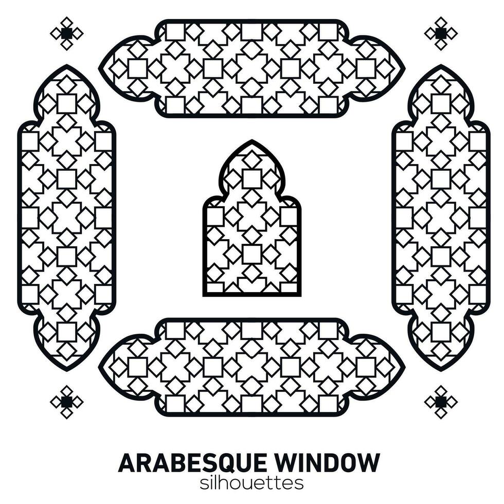 arabesque fenêtre silhouettes. vecteur symbole traditionnel islamique arcs. arabe traditionnel architecture. Ramadan kareem conception élément. géométrique ornement arabe modèle.