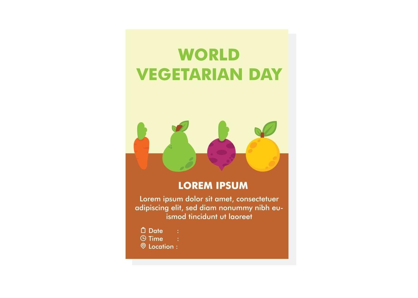 modèle de conception d'affiche de la journée mondiale des végétariens. modèle de conception de flyer. vecteur