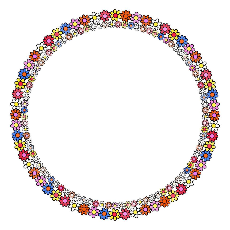 bordure de page de cercle de marguerite florale vecteur