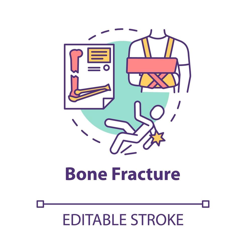 fracture osseuse, lésion du cartilage, icône de concept de traumatisme vecteur