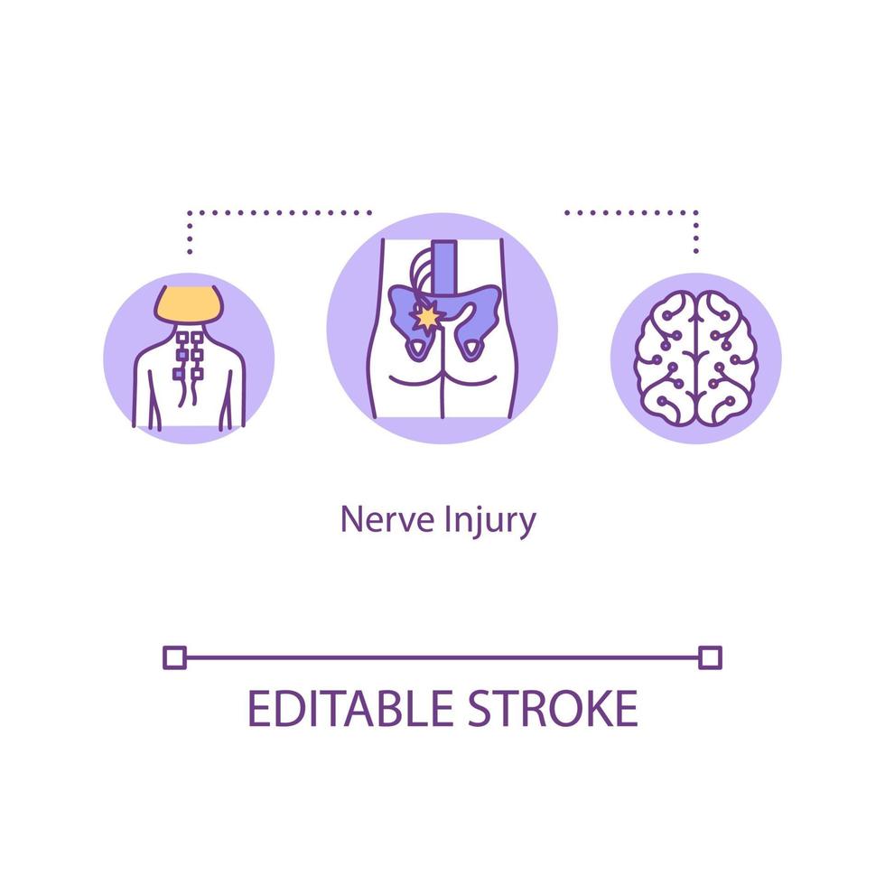 lésion nerveuse, icône de concept de traumatisme du tissu nerveux vecteur