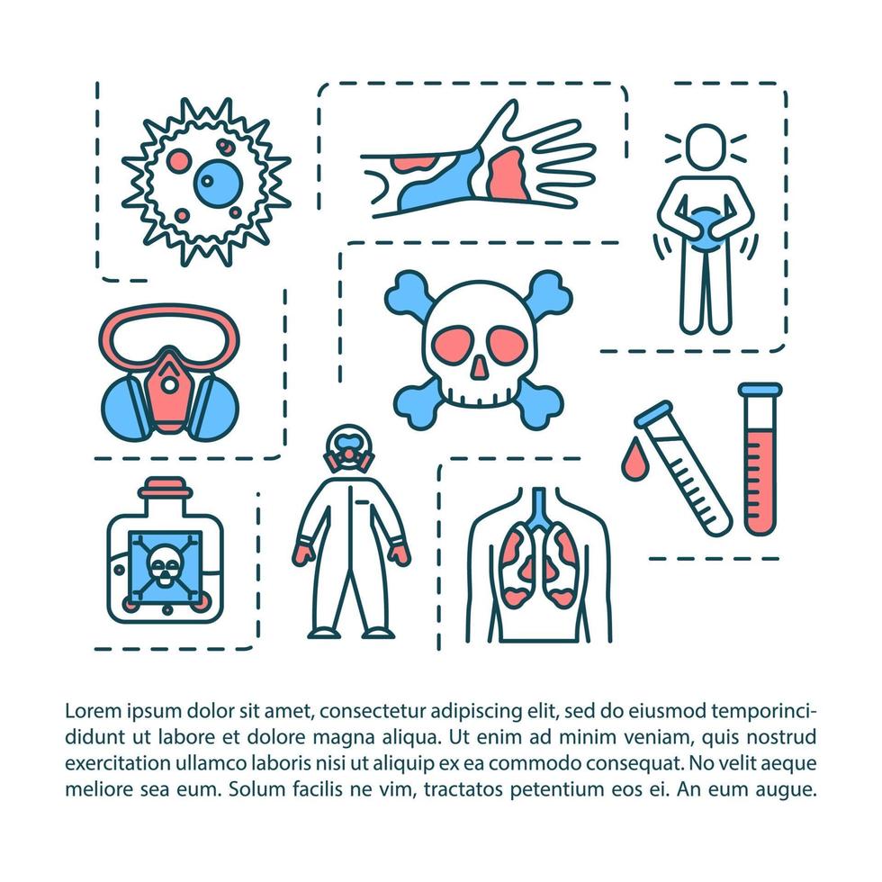 icône de concept d'empoisonnement aux radiations avec texte vecteur