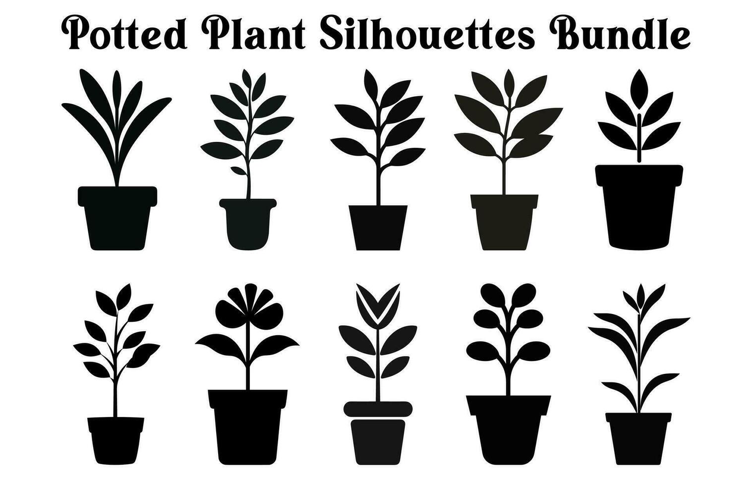 gratuit vecteur mis en pot les plantes silhouette ensemble, noir et blanc mis en pot désert plante clipart collection, intérieur plante dans des pots