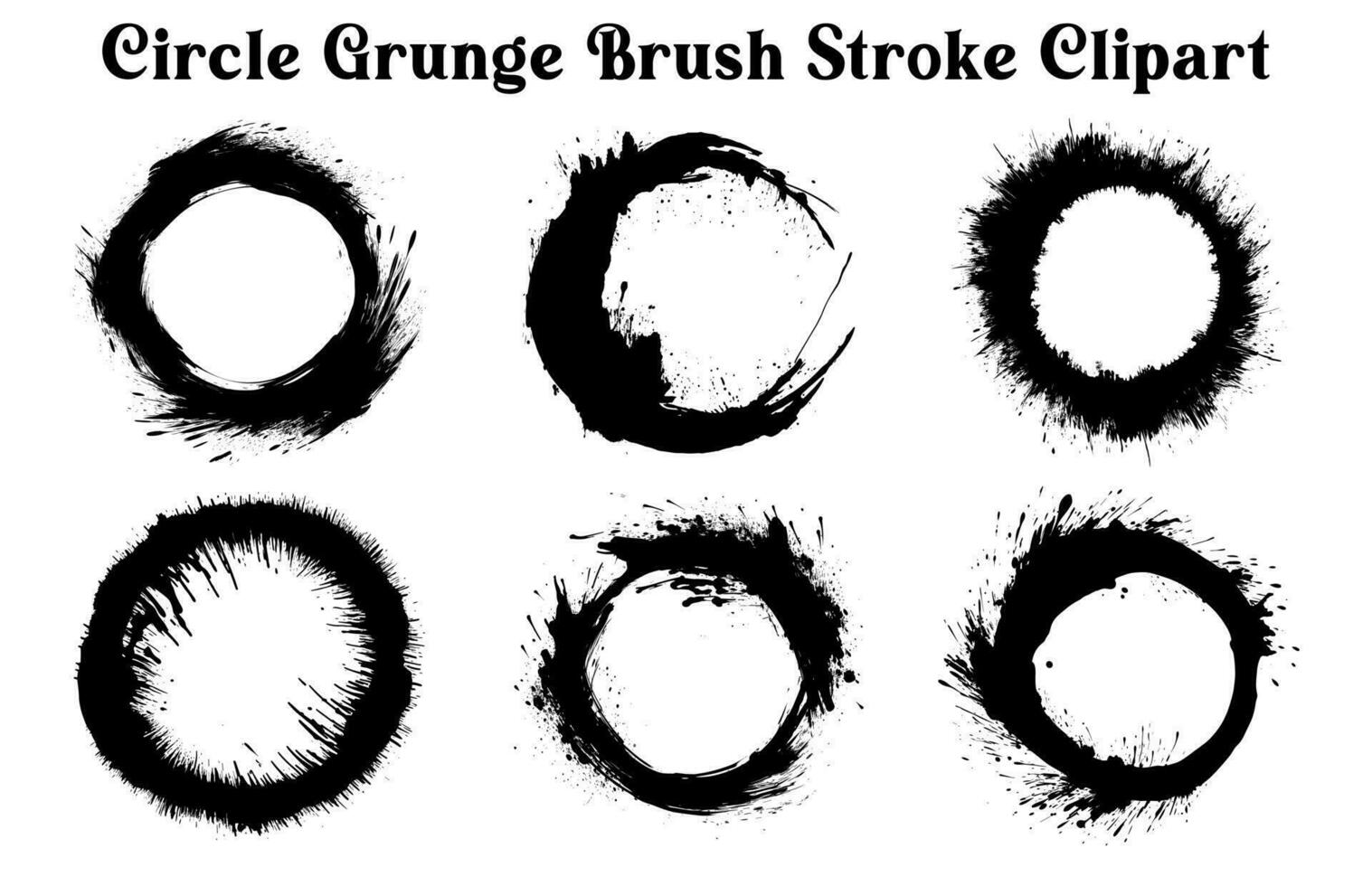 gratuit vecteur grunge cercle brosse silhouettes, collection de enso Zen rond brosse coups illustration