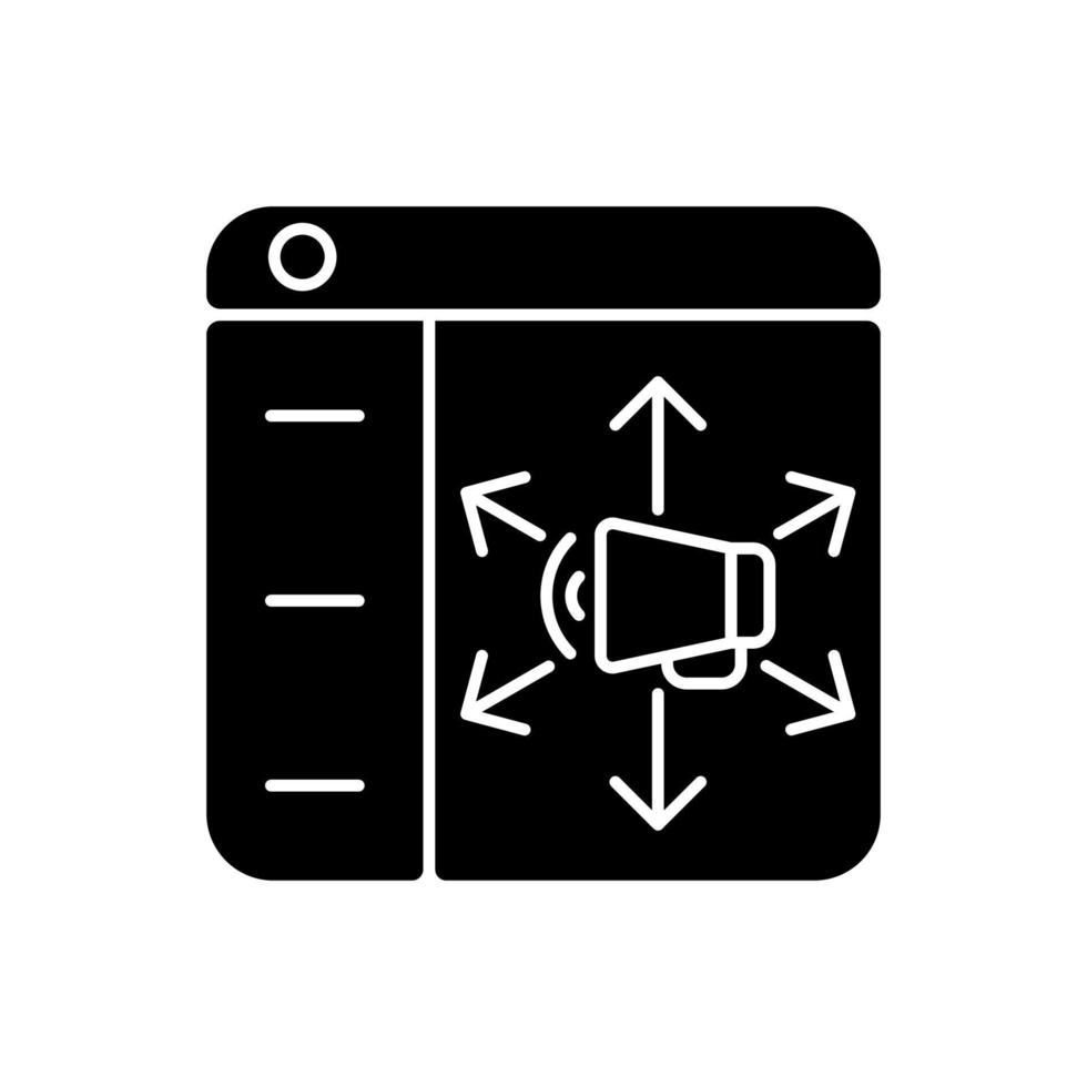 plate-forme de distribution de contenu icône de glyphe noir vecteur