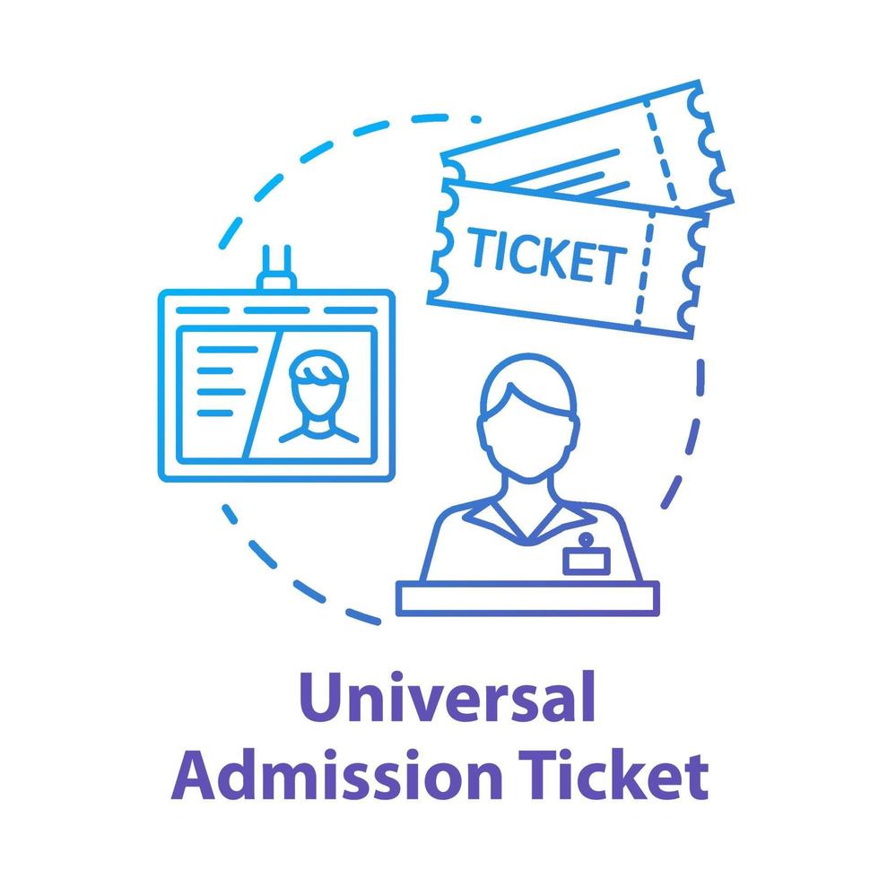 icône de concept de billet d'admission universel vecteur