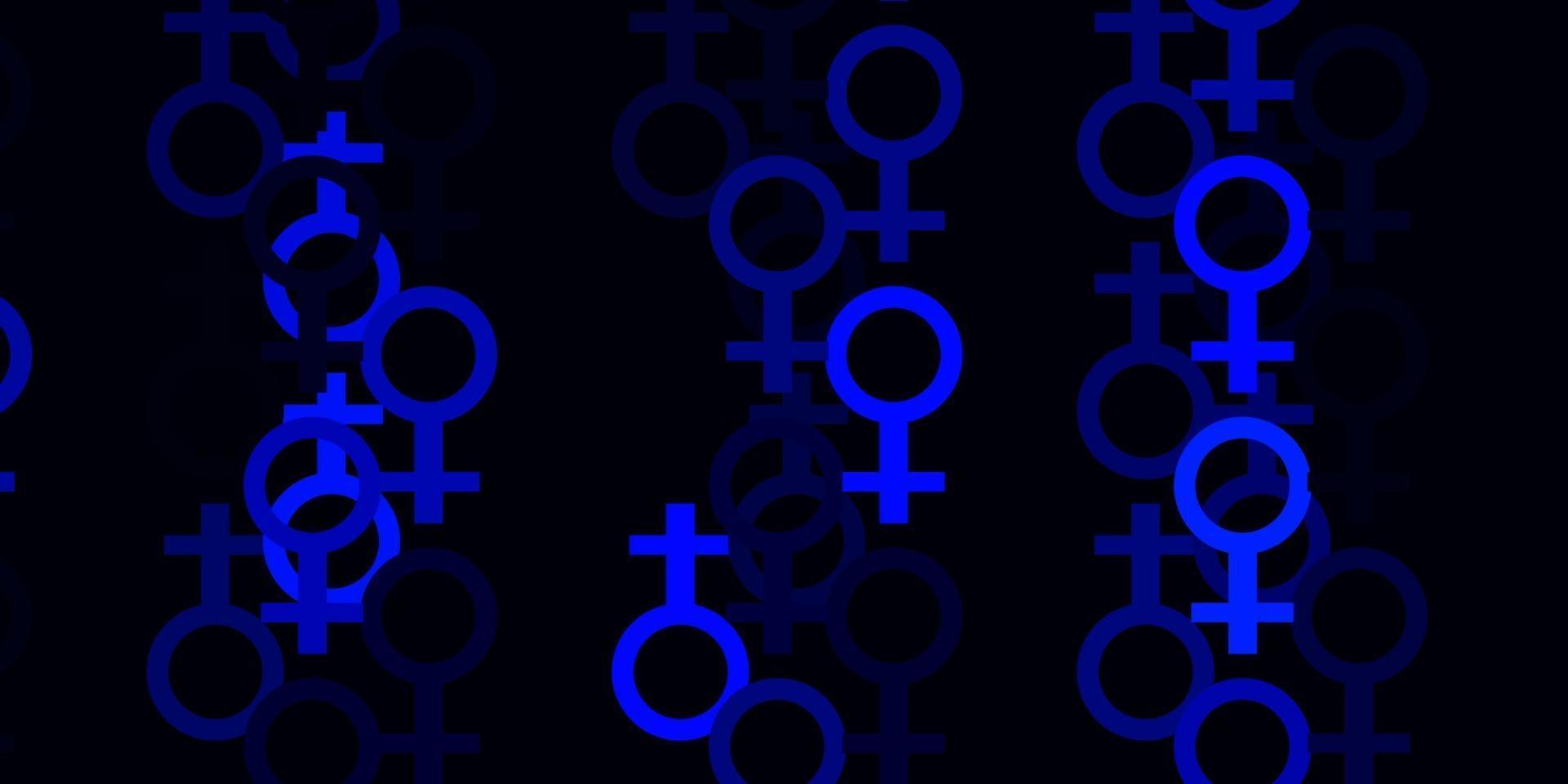 toile de fond de vecteur bleu clair avec des symboles de puissance de la femme.