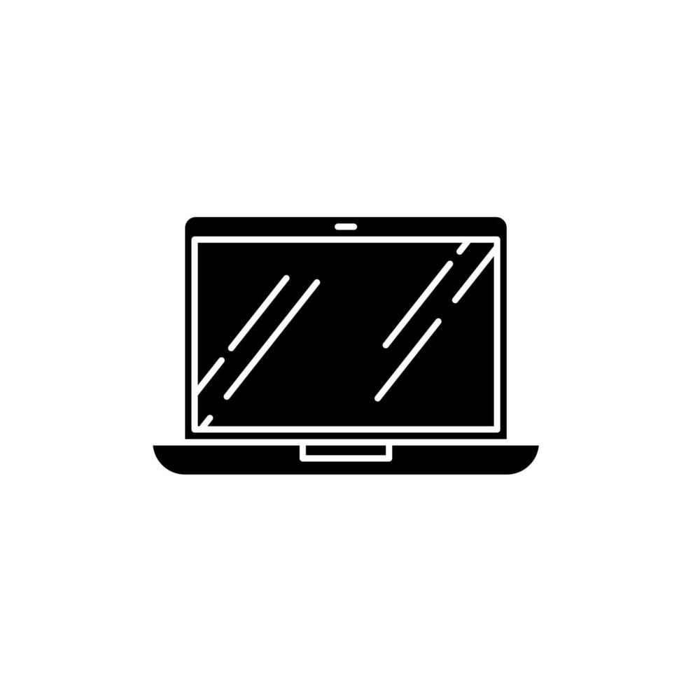 icône de glyphe noir pour ordinateur portable ouvert vecteur