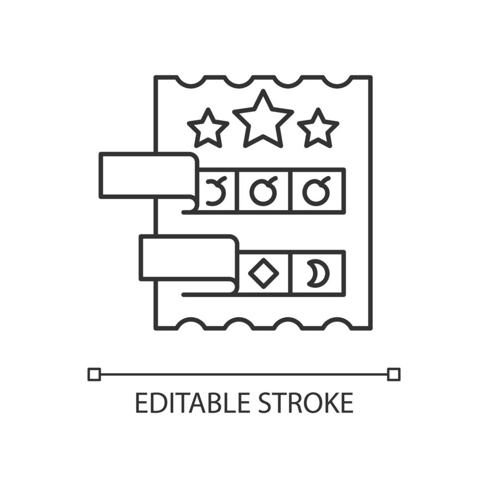ouvrir l'icône linéaire de billet de loterie vecteur