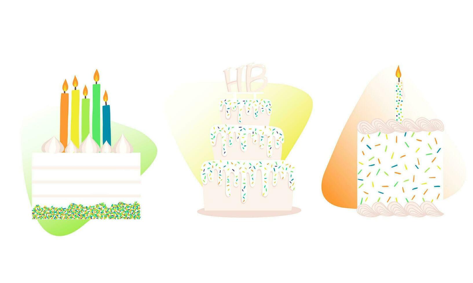 anniversaire Gâteaux ensemble, anniversaire Gâteaux avec bougies vecteur des illustrations
