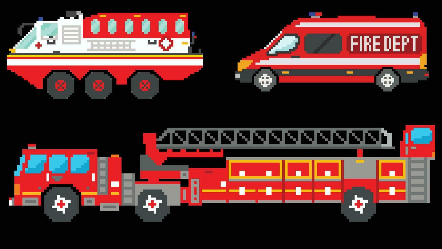 Feu un camion vecteur illustration conçu dans 8 bit formes.