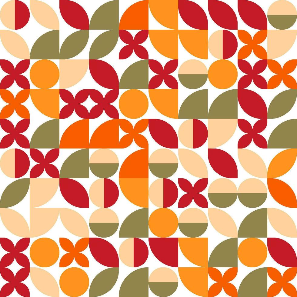 abstrait géométrique bauhaus sans couture modèle. Orange et vert Couleur bloquer Contexte. vecteur moderne illustration.