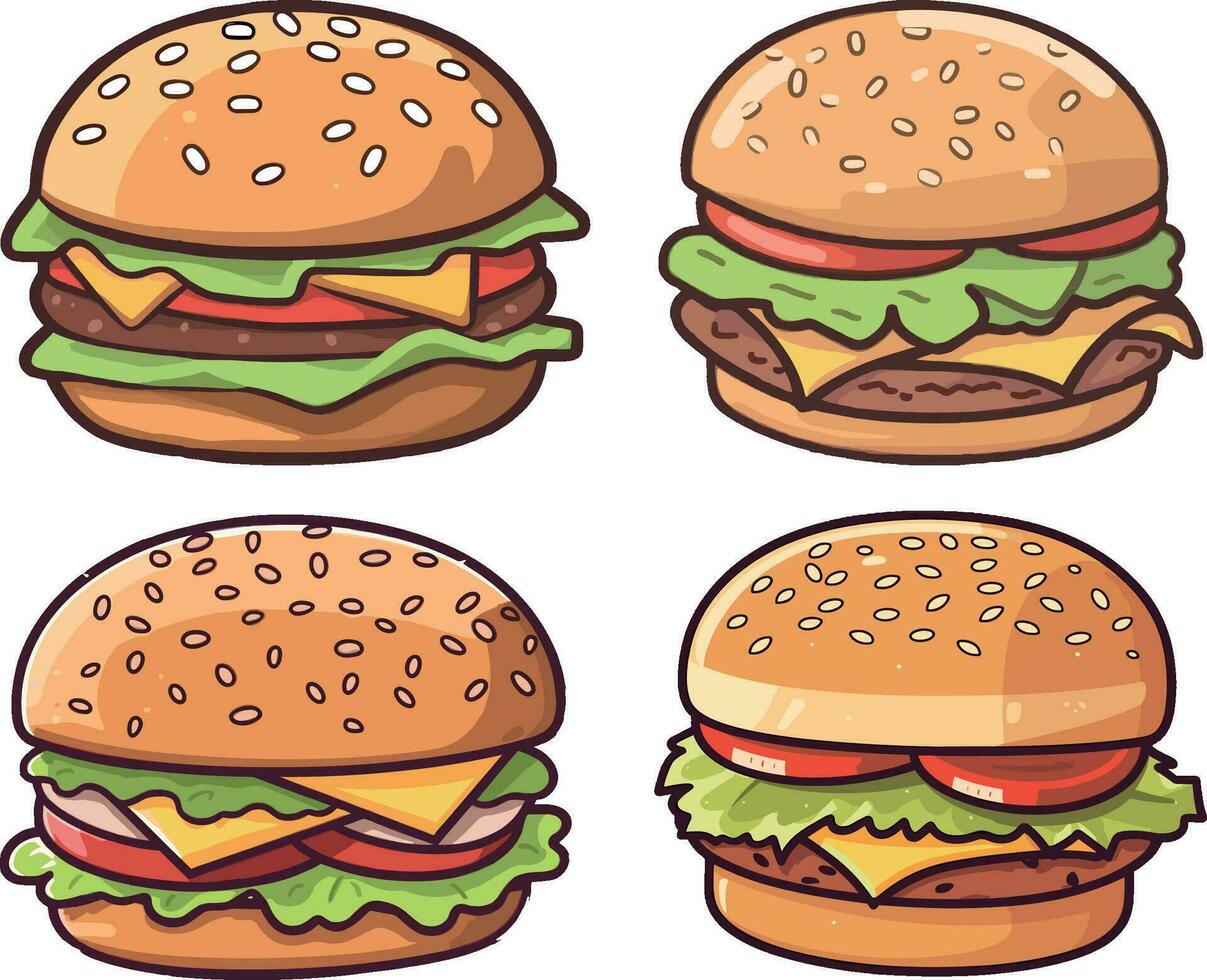 Hamburger, blanc Contexte , isolé , illustration minimal clipart vecteur style