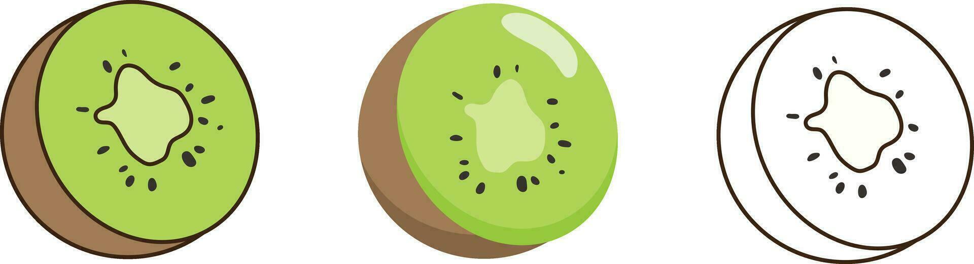 kiwi plat ligne vecteur fruit icône illustration isolé logo. kiwi dessin animé plat ligne icône