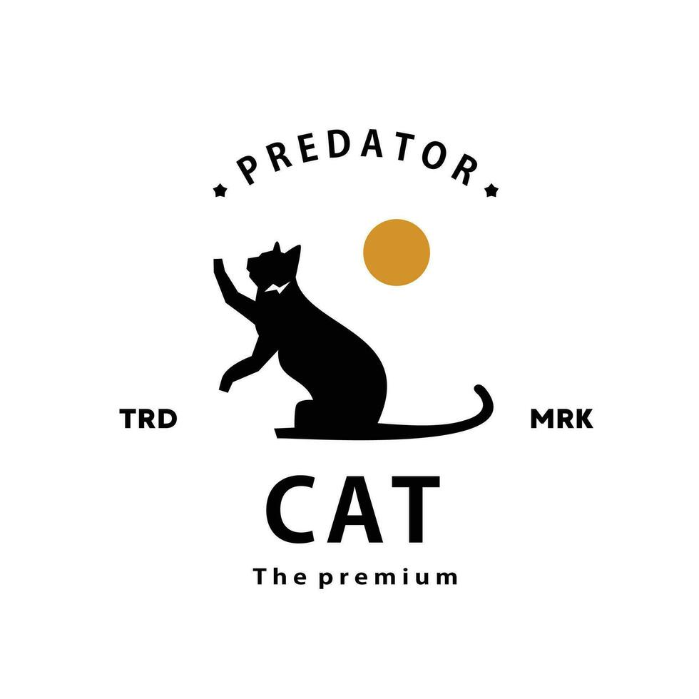 ancien rétro branché chat logo vecteur contour animal de compagnie silhouette art icône