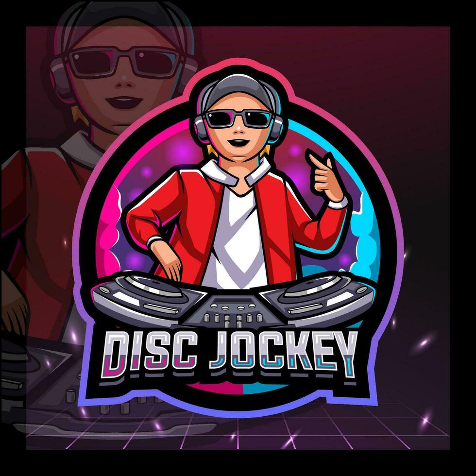 disque jockey mascotte. e sport logo conception vecteur