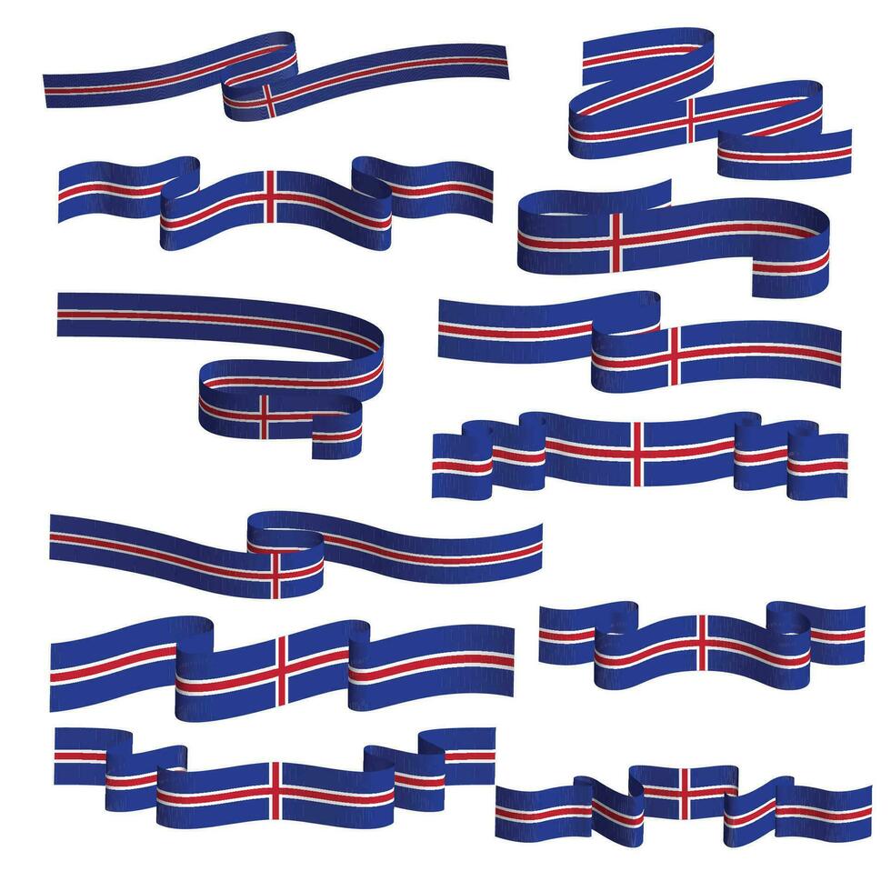 Islande drapeau ruban vecteur modèle ensemble