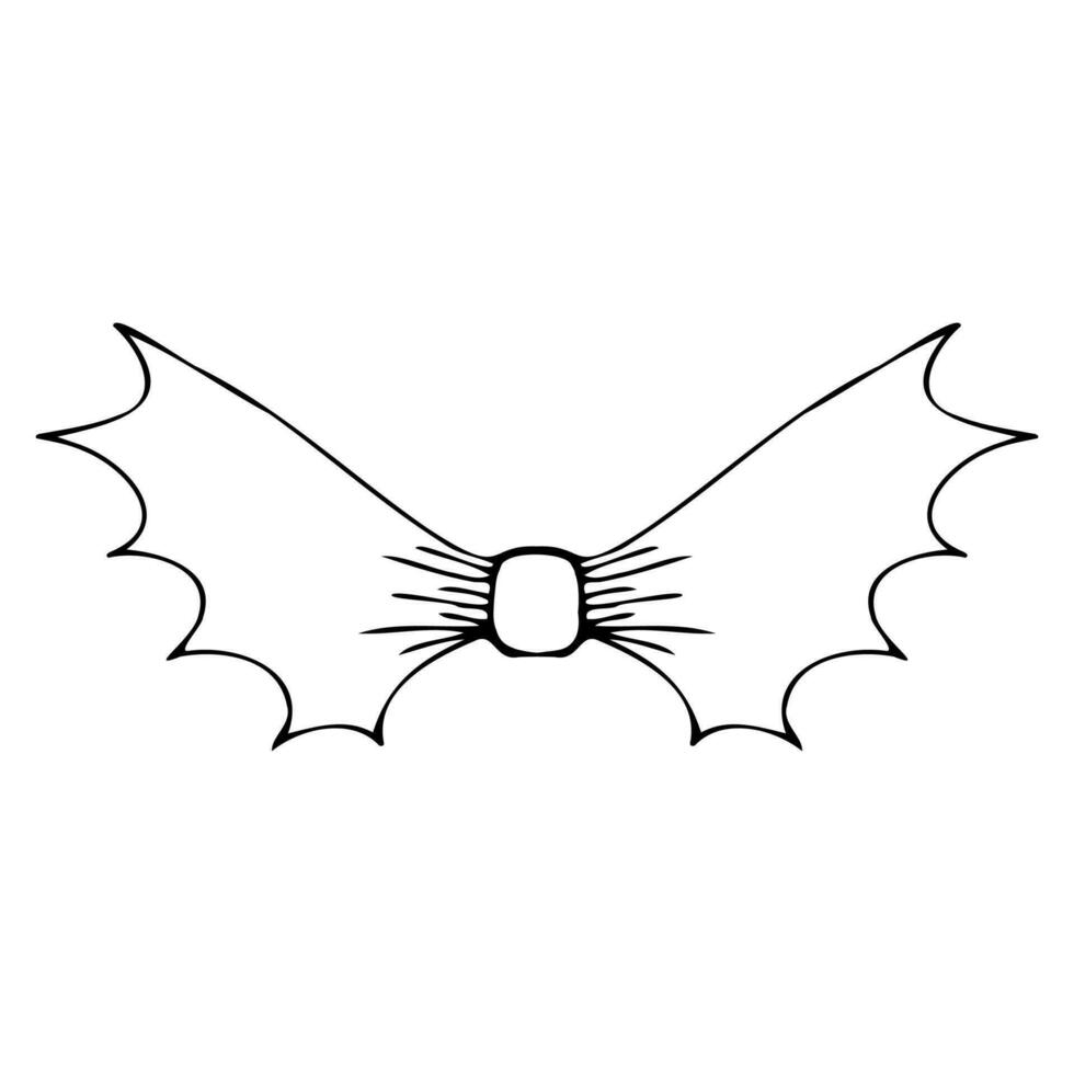 vecteur arc papillon chauve souris dans griffonnage style linéaire noir isolé