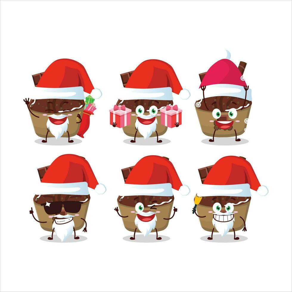 Père Noël claus émoticônes avec la glace crème Chocolat dessin animé personnage vecteur