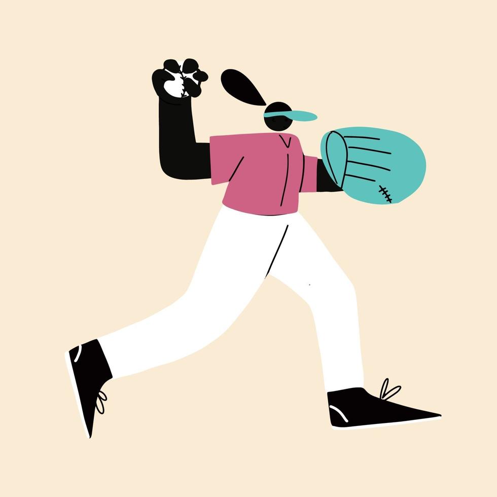 personnages de joueurs de softball de baseball. femme sportive jouant au baseball. vecteur