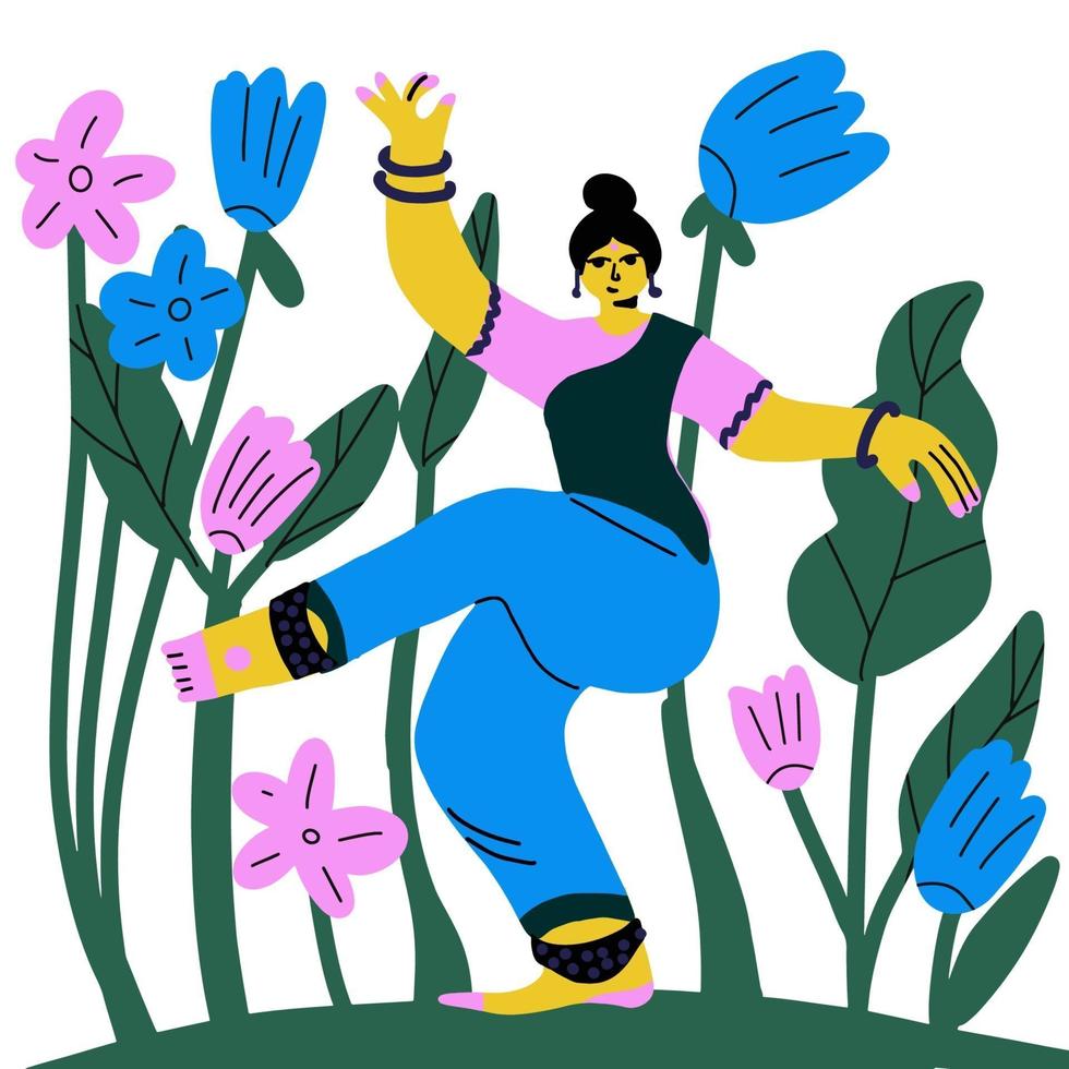 illustration vectorielle plane femme danseuse indienne vecteur