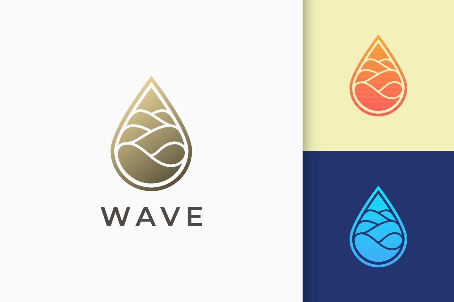 le logo de surf ou de natation représente le nautique et la plage en forme de vague vecteur