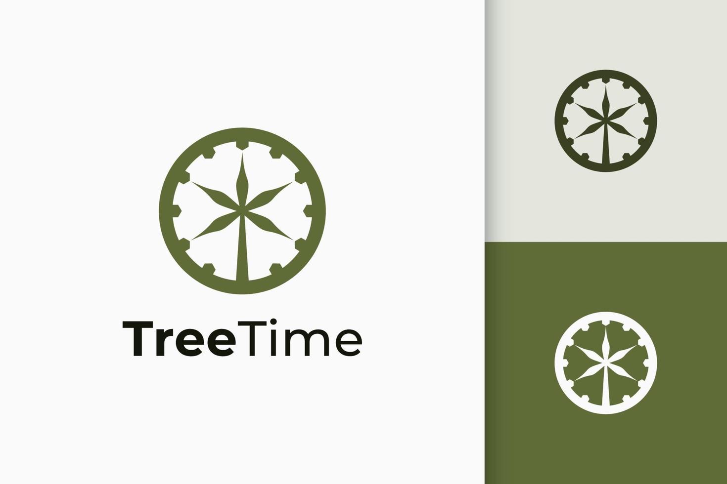 logo de temps d'arbre de cercle dans une forme simple et moderne pour une entreprise de technologie vecteur