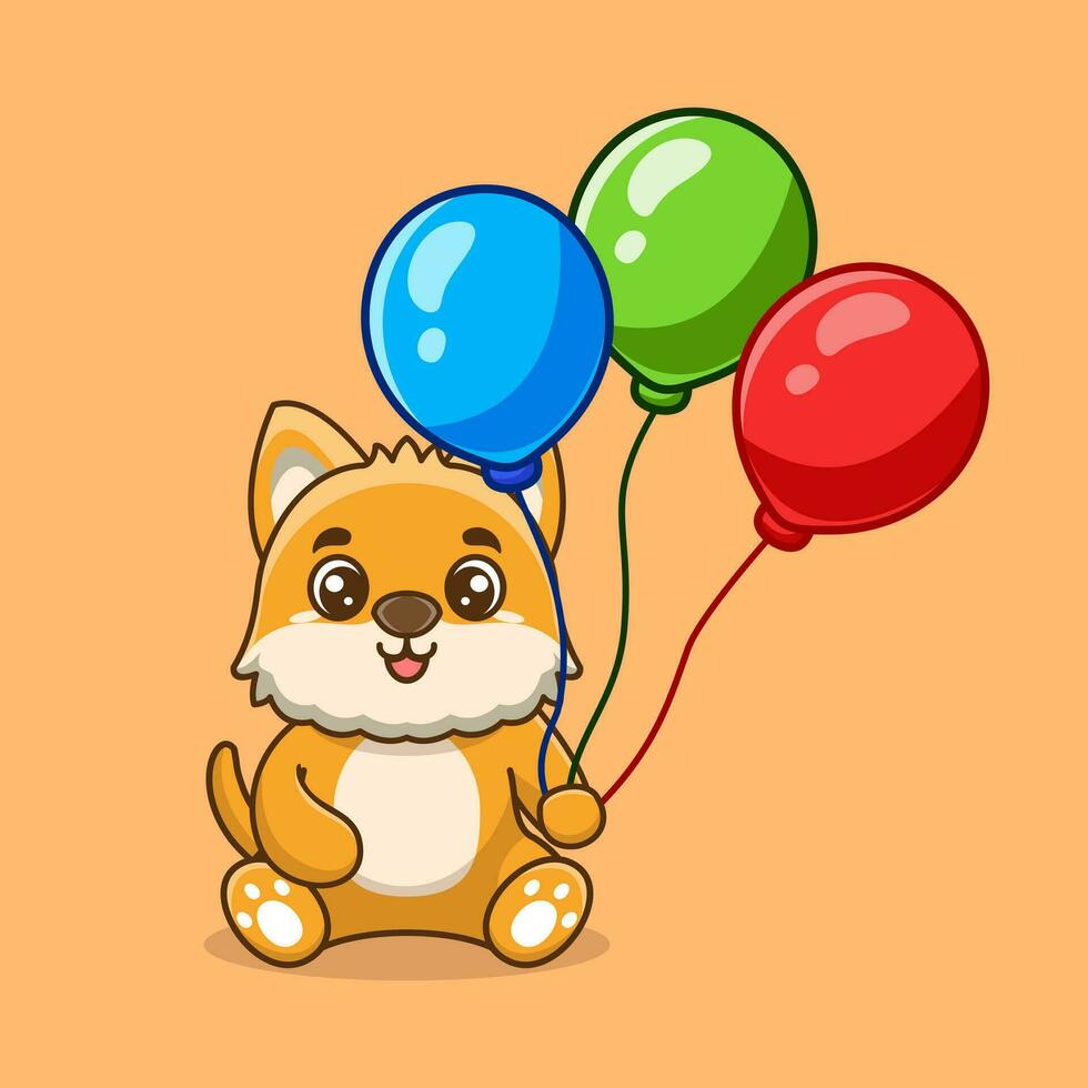 vecteur chien en portant ballon mignonne dessin animé vecteur icône illustration. animal la nature icône concept Créatif kawaii dessin animé mascotte logo