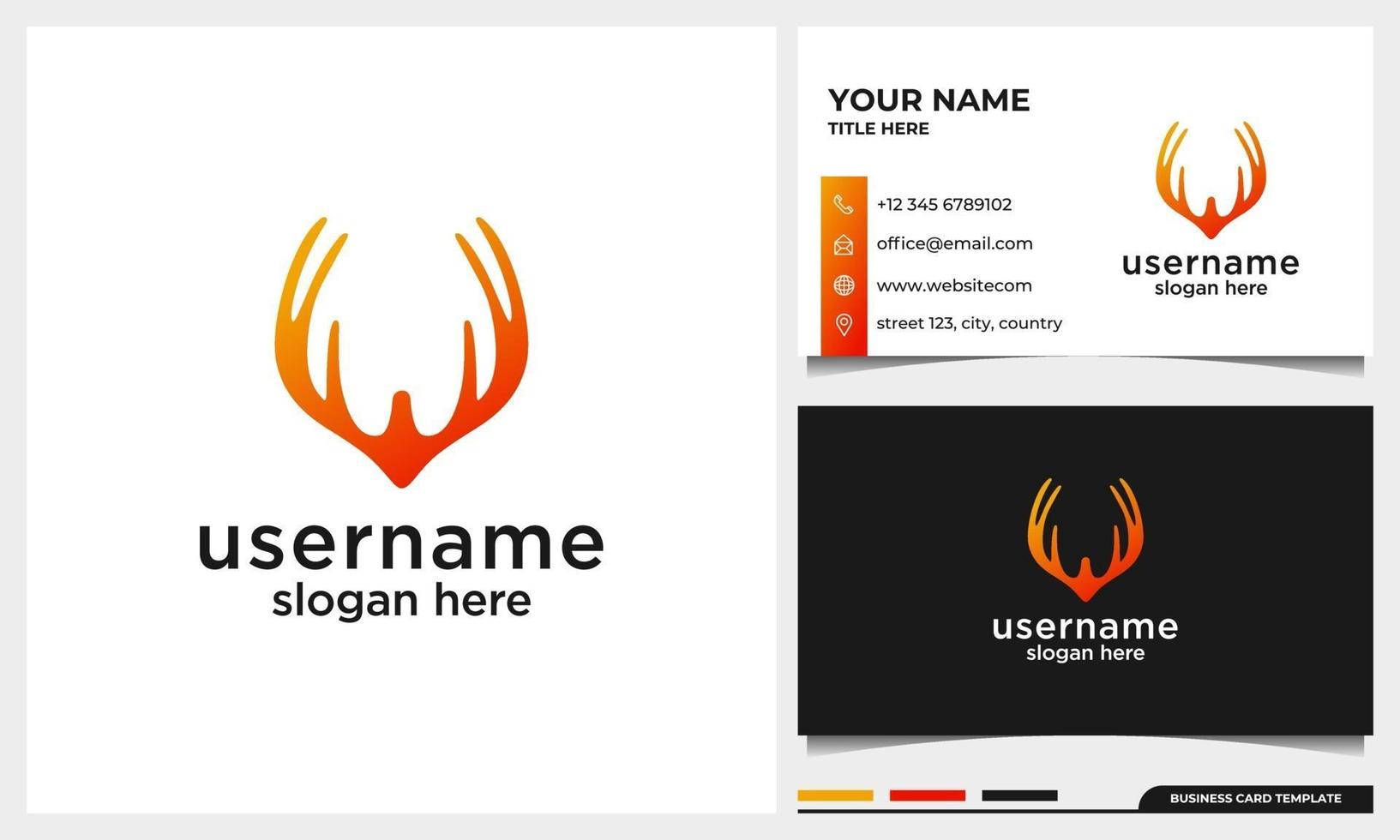 création de logo abstrait tête de cerf avec dégradé de couleur et carte de visite vecteur