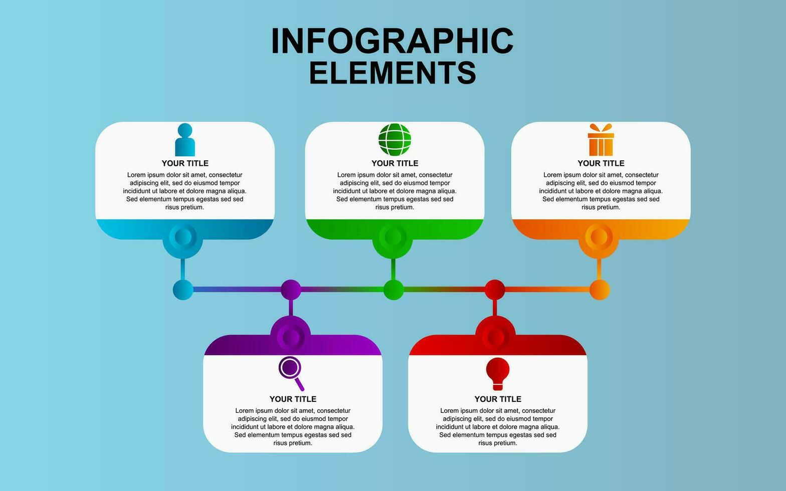 infographie modèle conception avec 5 pas. infographie conception pour présentations, bannières, infographies et affiches vecteur
