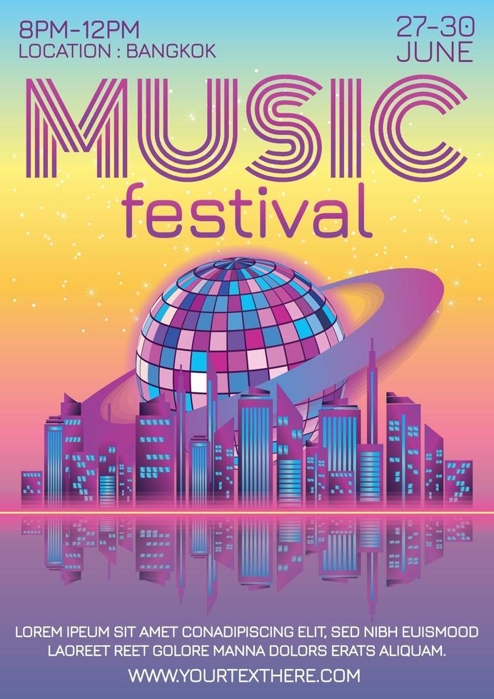 affiche du festival de fantaisie de carnaval de musique pour la fête vecteur