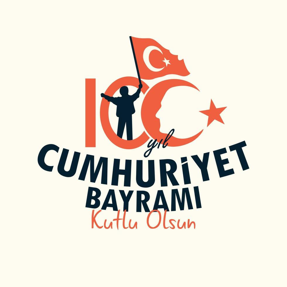 content 29 octobre république journée dans Turquie. 100e anniversaire affiche. cumhuriyet Bayrami Kutlu olsun. vecteur