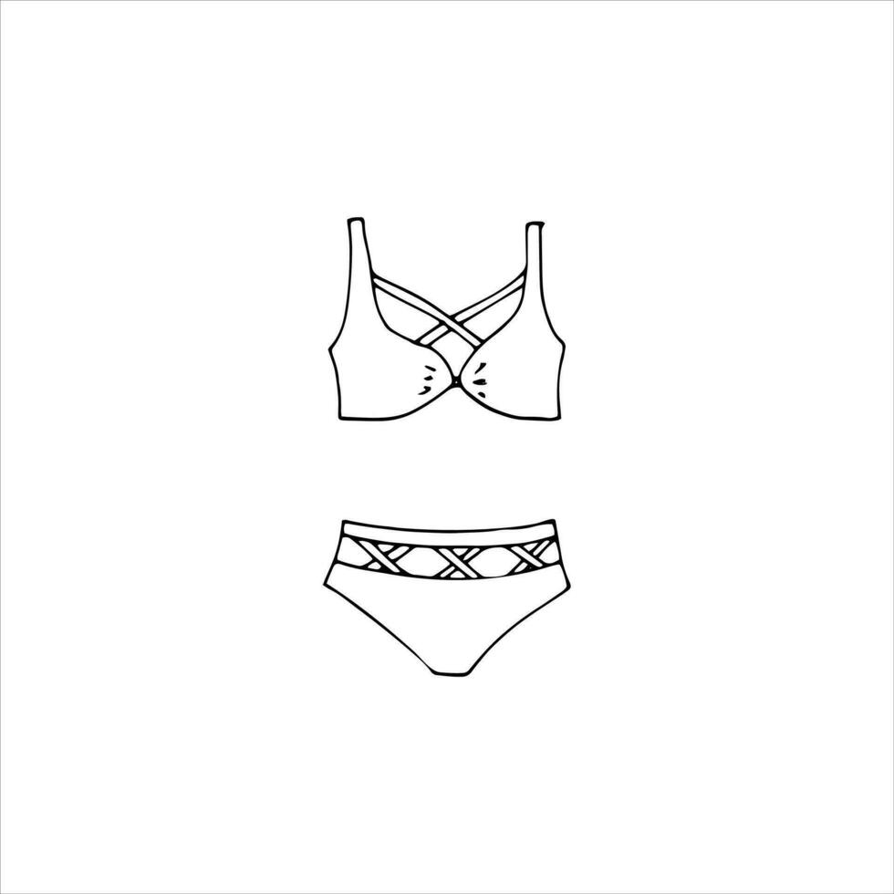 dessiné à la main soutien-gorge et culotte. dessiné à la main aux femmes lingerie. vecteur esquisser illustration isolé sur une blanc Contexte.