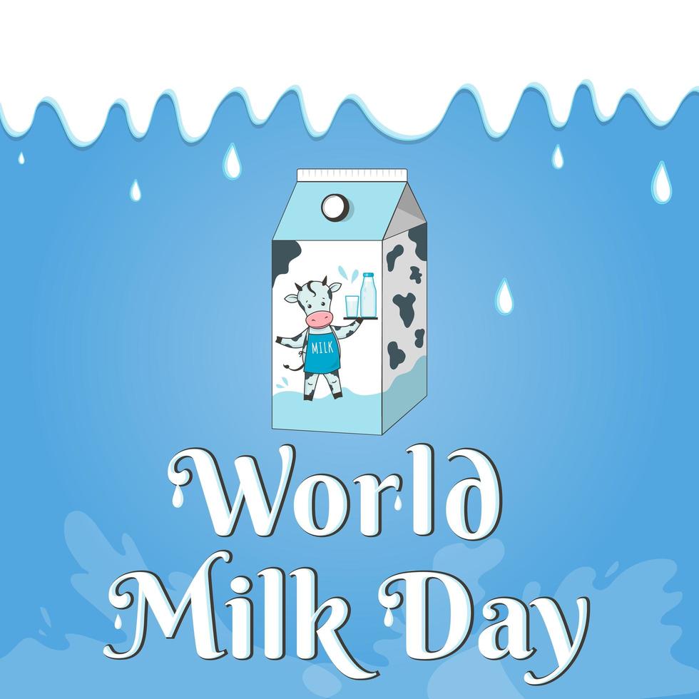 bannière de jour de lait de mot avec du lait dégoulinant. vecteur