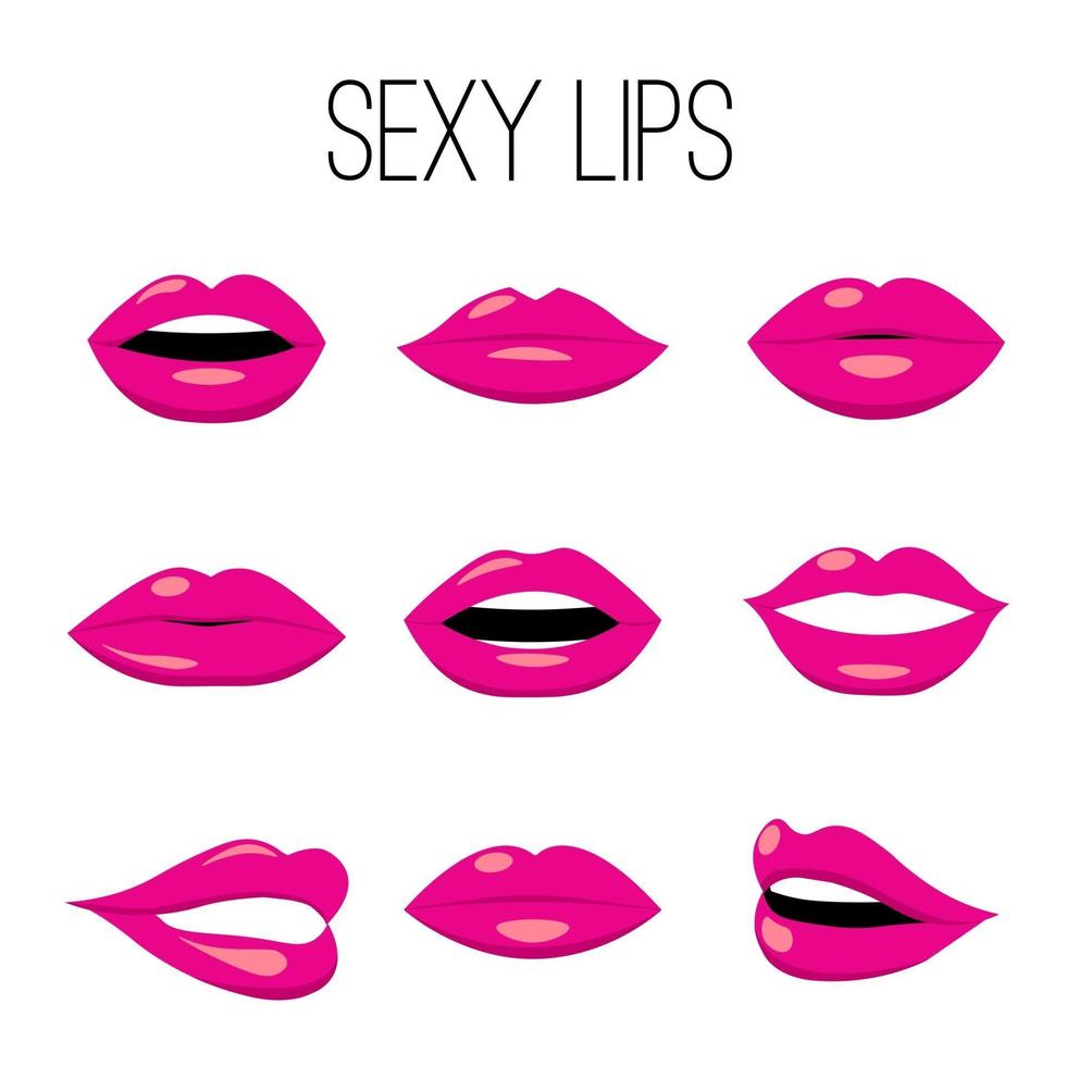 collection de lèvres rouges. illustration vectorielle de sexy vecteur