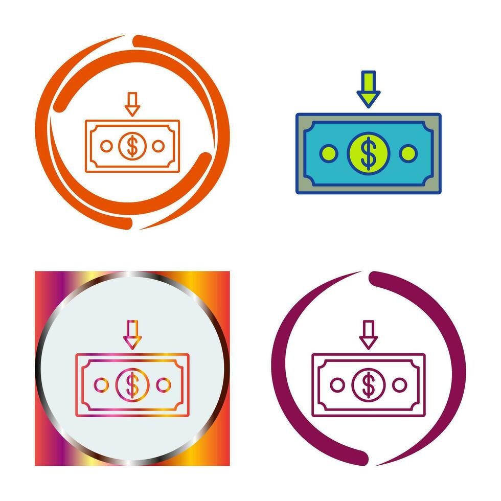 icône de vecteur d'argent vers le bas