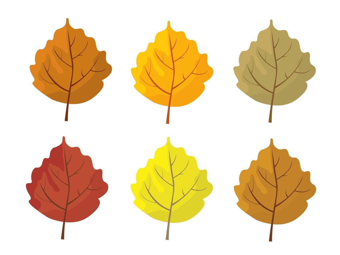 ensemble de feuilles d'automne colorées. feuilles de dessin animé et de style plat. vecteur