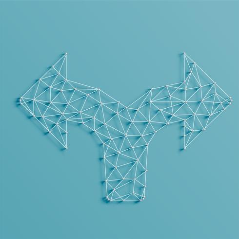 Une flèche faite de lignes et de broches, 3D réaliste, illustration vectorielle vecteur