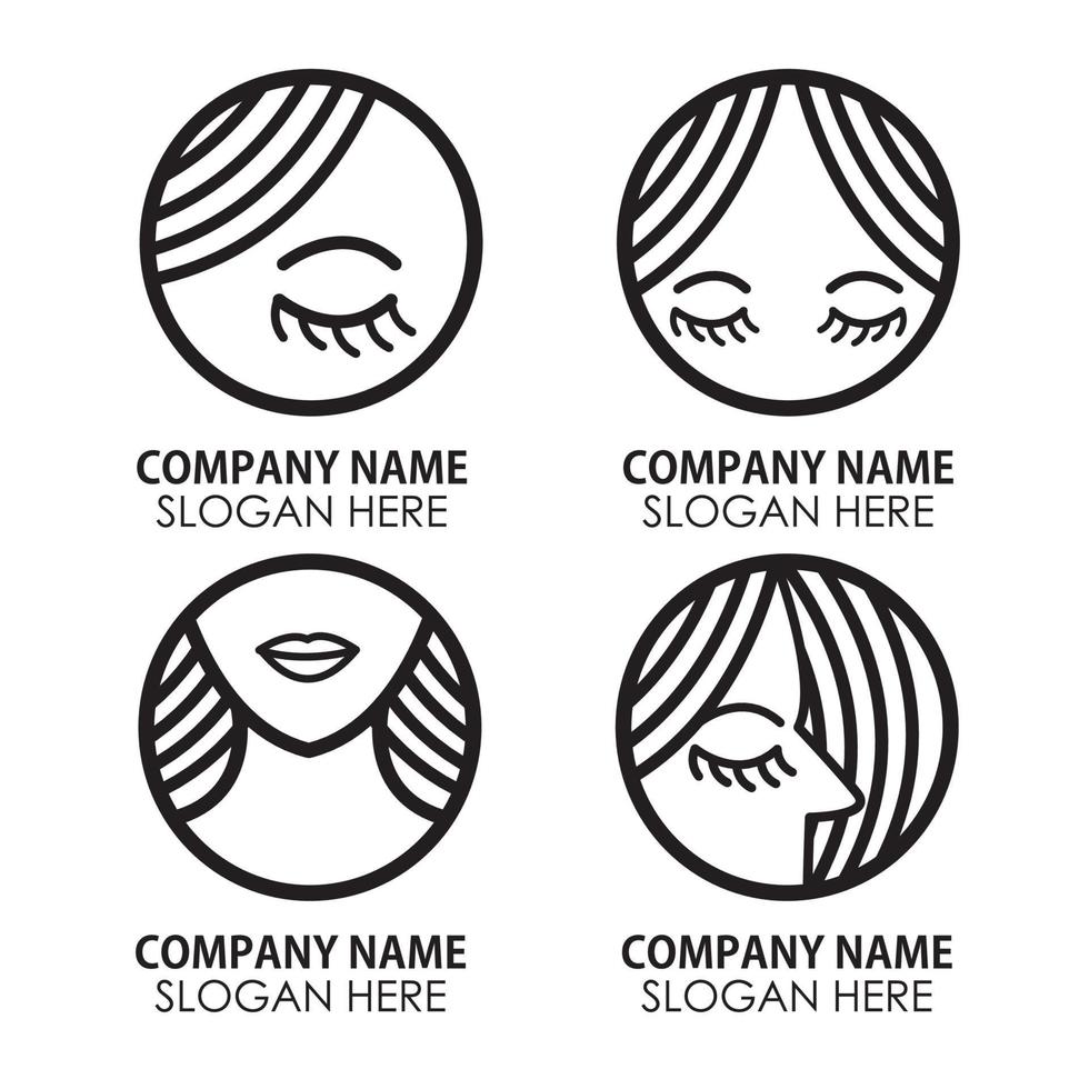 paquet de logo de visage de femme adapté aux affaires de salon de beauté vecteur
